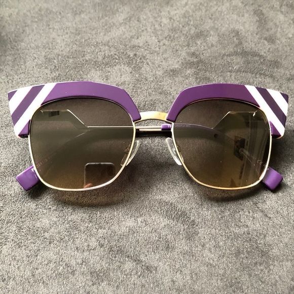 FENDI Sunglasses Violet & White Striped Cat Eye